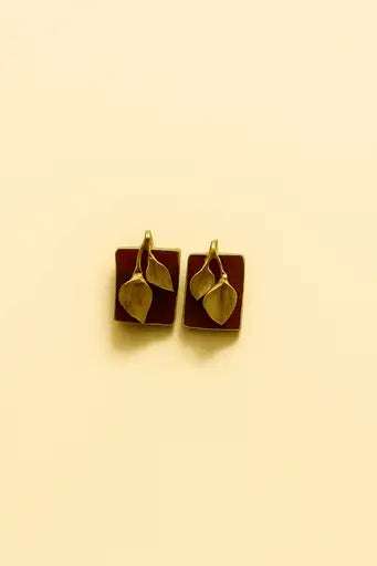 Bloom Charm Earrings (Maroon)