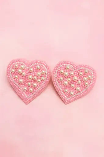 Blush Pearl Hearts Studs