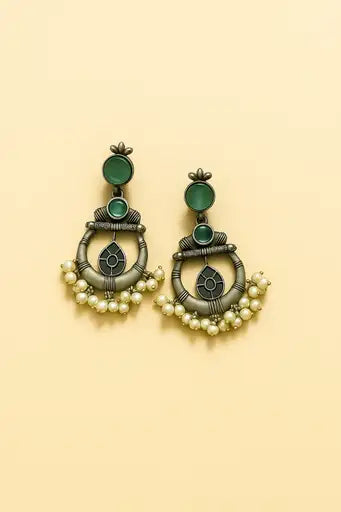 Noor Drop Chandbalis (Mint Green)